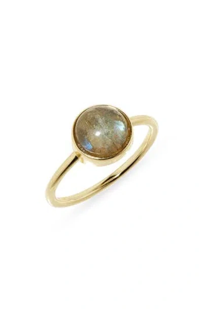 Argento Vivo Labradorite Round Cabochon Ring In Gold