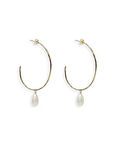 Argento Vivo Large Cultured Freshwater Pearl Hoop Earrings In Gold