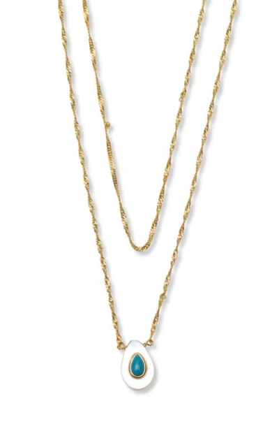 Argento Vivo Layered Mother-of-pearl & Turquoise Pendant Necklace