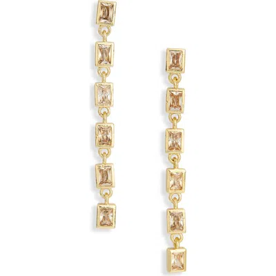 Argento Vivo Linear Cz Drop Earrings In Gold