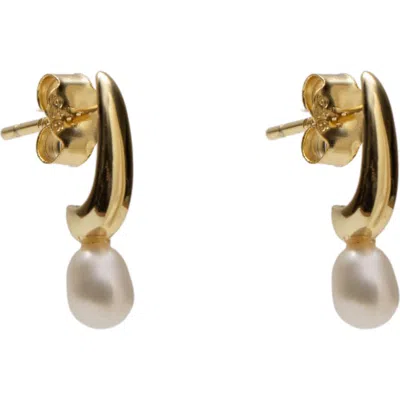 Argento Vivo Liquid Drop Faux Pearl Hoop Earrings