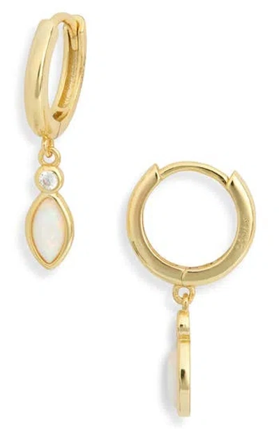 Argento Vivo Marquise Opal & Cubic Zirconia Huggie Hoop Earrings