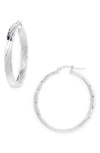 Argento Vivo Medium Textured Hoop Earrings