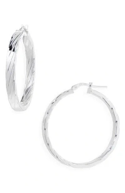 Argento Vivo Medium Textured Hoop Earrings