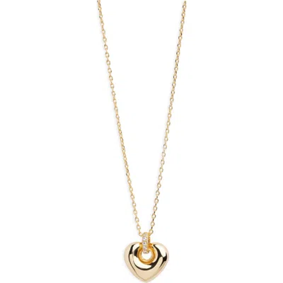 Argento Vivo Mini Puffy Heart Pendant Necklace In Gold