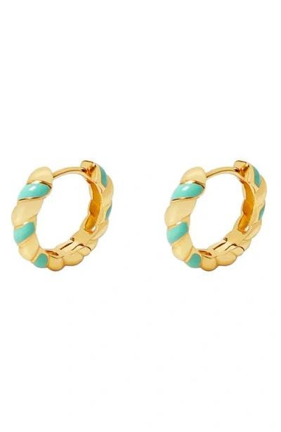 ARGENTO VIVO ARGENTO VIVO MINT ENAMEL TWISTED HUGGIE HOOP EARRINGS