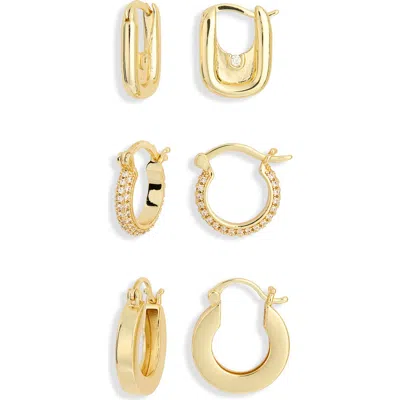 Argento Vivo Mixed Hoop Earrings Set In Gold