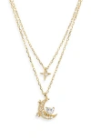 Argento Vivo Moon & Star Layered Pendant Necklace