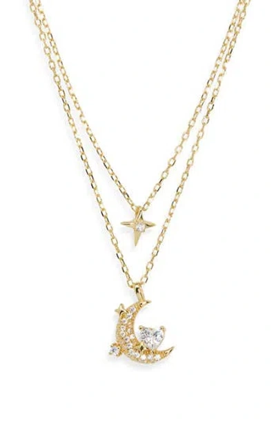 Argento Vivo Moon & Star Layered Pendant Necklace