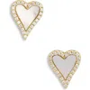 Argento Vivo Mother-of-pearl & Cubic Zirconia Heart Halo Stud Earrings In Gold