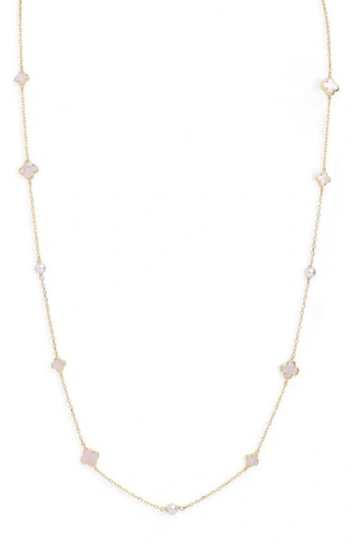 Argento Vivo Mother Of Pearl Clover Pendant Necklace In Gold