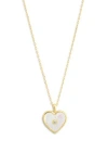 Argento Vivo Mother-of-pearl Cubic Zirconia Heart Pendant Necklace