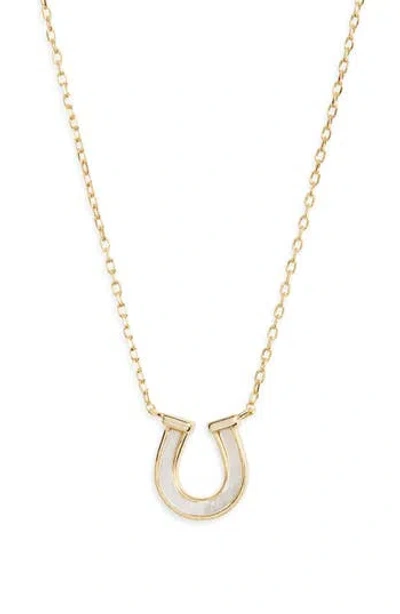 Argento Vivo Mother Of Pearl Horseshoe Pendant Necklace In Gold