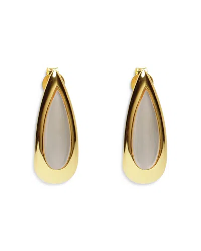Argento Vivo Mother Of Pearl J Hoop Earrings In 18k Gold Plated Sterling Silver