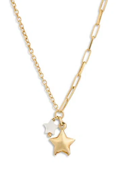 Argento Vivo Mother-of-pearl Star Charm Necklace In Gold