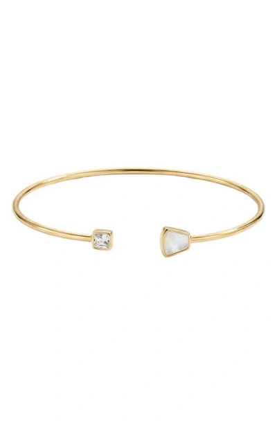 Argento Vivo Mother-of-pearl & Cubic Zirconia Cuff Bracelet In Gold