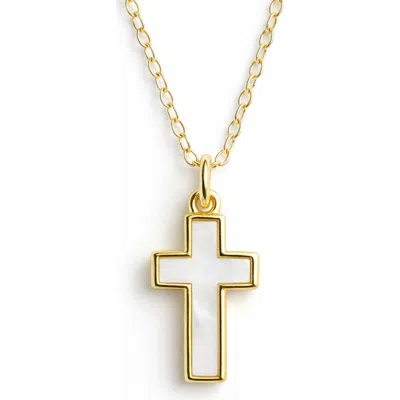 Argento Vivo Mother-of-pearl Cross Pendant Necklace In Gold