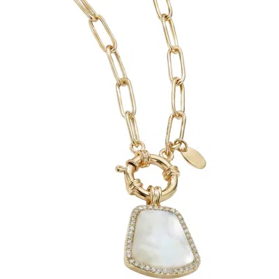 Argento Vivo Mother-of-pearl Tag Pendant Necklace In Gold