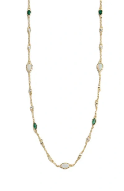 Argento Vivo Sterling Silver Opal & Cubic Zirconia Necklace In Gold