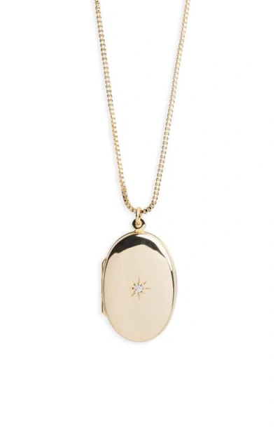 Argento Vivo Oval Crystal Star Locket Necklace In Gold