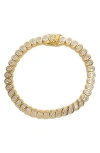 Argento Vivo Oval Cubic Zirconia Line Bracelet In Gold