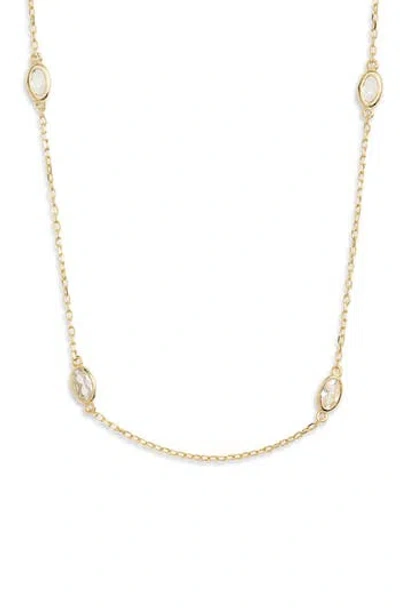 Argento Vivo Oval Cz Station Chain Necklace In Gold