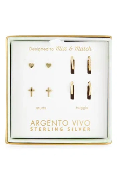 Argento Vivo Pack Of Four Assorted Stud & Hoop Earrings In Multi