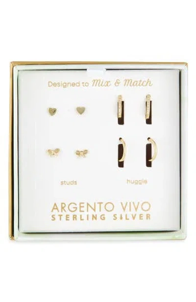 Argento Vivo Pack Of Four Assorted Stud & Hoop Earrings In Red