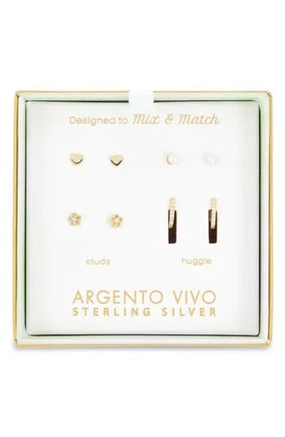 Argento Vivo Pack Of Four Spring Assorted Stud & Hoop Earrings In Pink