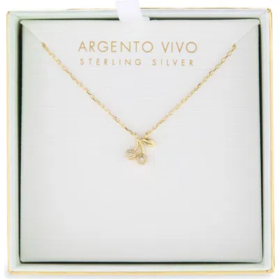Argento Vivo Pav Cherry Pendant Necklace In Gold