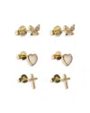 Argento Vivo Pave & Mother Of Pearl Stud Earrings, Set Of 3 In Gold