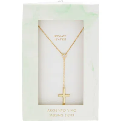 Argento Vivo Pavé Circle Cross Lariat Necklace In Gold