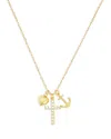 Argento Vivo Pave Cross, Heart & Anchor Multi Charm Pendant Necklace In 18k Gold Plated Sterling Silver, 16-18 In Gold