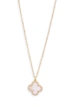 Argento Vivo Pavé Crystal & Mother Of Pearl Clover Pendant Necklace In Gold