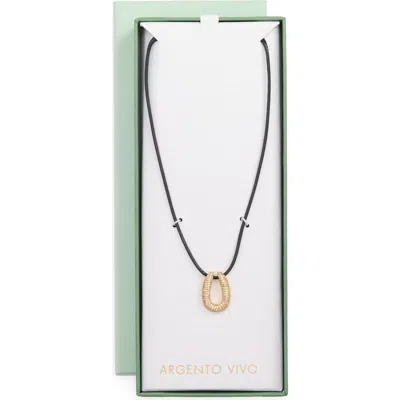 Argento Vivo Pavé Crystal Horseshoe Pendant Cord Necklace In Gold