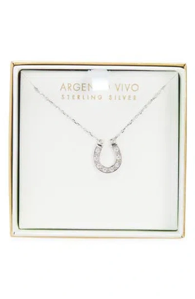 Argento Vivo Pavé Crystal Horseshoe Pendant Necklace In Silver