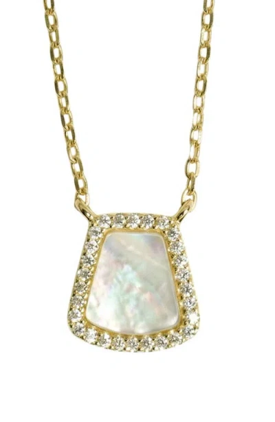 Argento Vivo Pavé Crystal Mother-of-pearl Pendant Necklace In Gold
