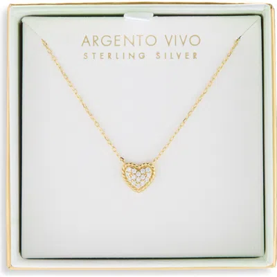 Argento Vivo Pavé Cz Heart Pendant Necklace In Gold