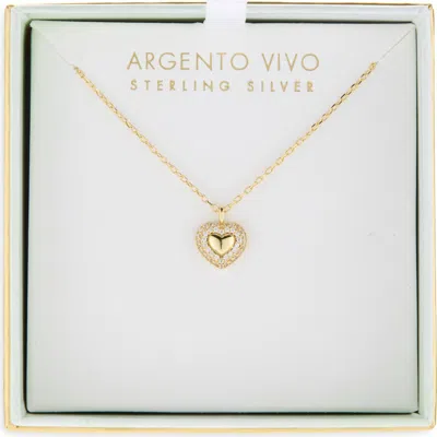 Argento Vivo Pavé Cz Heart Pendant Necklace In Gold