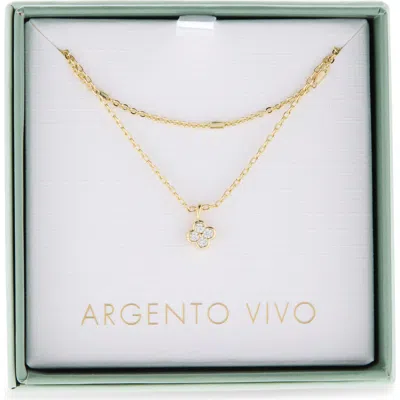 Argento Vivo Pavé Cz Mini Clover Layered Necklace In Gold