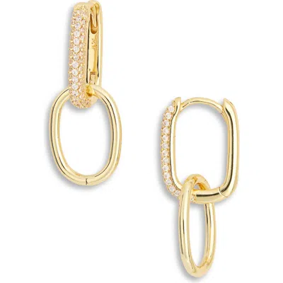 Argento Vivo Pavé Cz Oblong Hoop Earrings In Gold