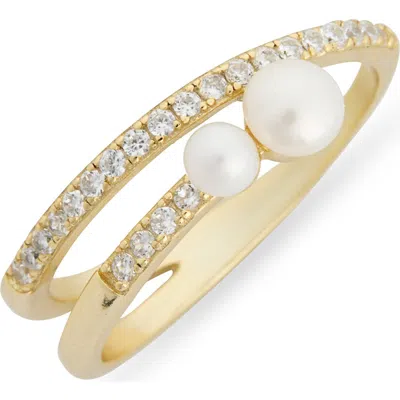 Argento Vivo Pavé Double Freshwater Pearl Ring