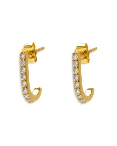 Argento Vivo Pave J Hoop Earrings In 18k Gold Plated Sterling Silver