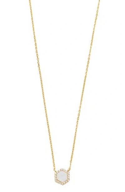 ARGENTO VIVO ARGENTO VIVO PAVÉ MOTHER-OF-PEARL HEXAGON PENDANT NECKLACE