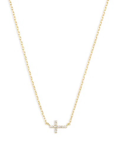 Argento Vivo Pave Sideways Cross Pendant Necklace, 16-18 In Gold
