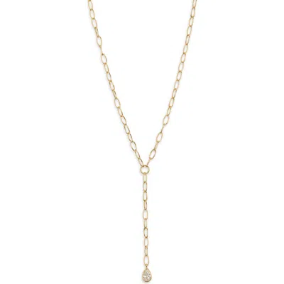 Argento Vivo Pear Cz Y-drop Necklace In Gold