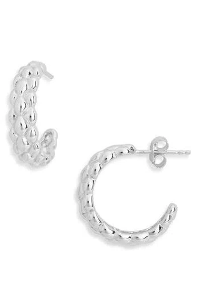 Argento Vivo Pinecone Textured Hoop Earrings In Silver