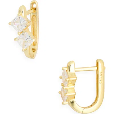 Argento Vivo Princess Cut Cubic Zirconia Huggie Hoop Earrings In Gold