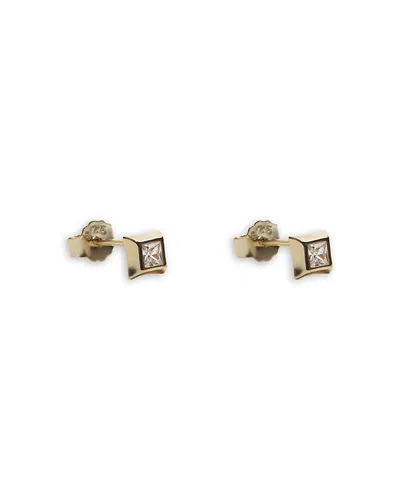 Argento Vivo Princess Cut Cubic Zirconia Stud Earrings In 18k Gold Plated Sterling Silver