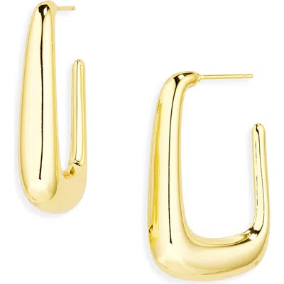 Argento Vivo Puffy Rectangle Hoop Earrings In Gold